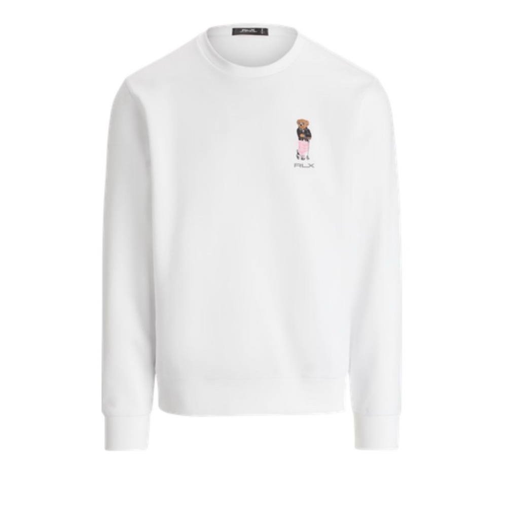 Men's White Crewneck Sweater polo bear golf RLX nwot